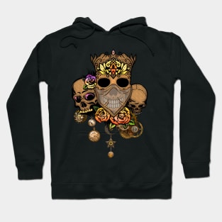 Steampunk skulls with flowers Hoodie